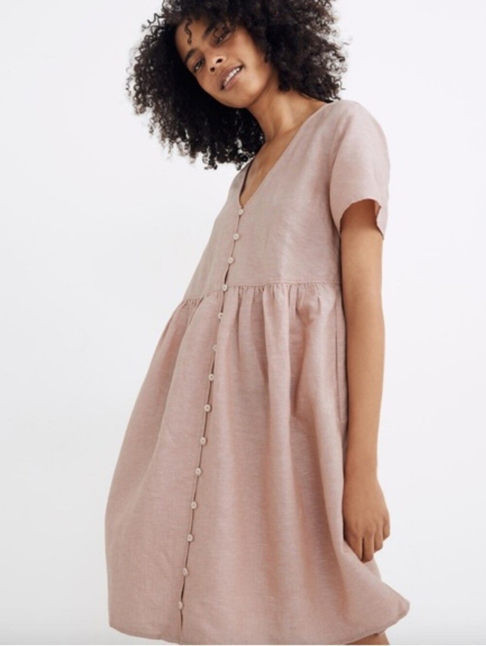 Madewell Alexandra  Linen Blend Mink Dress